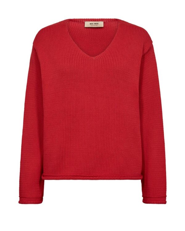 MM RED BINE V NECK KNIT