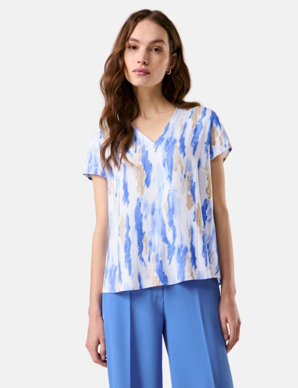 TAI BLUE & SAND PRINT BLOUSE