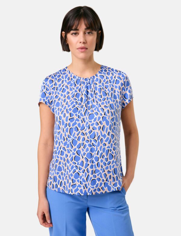 TAI BLUE PT SHORT SLV BLOUSE